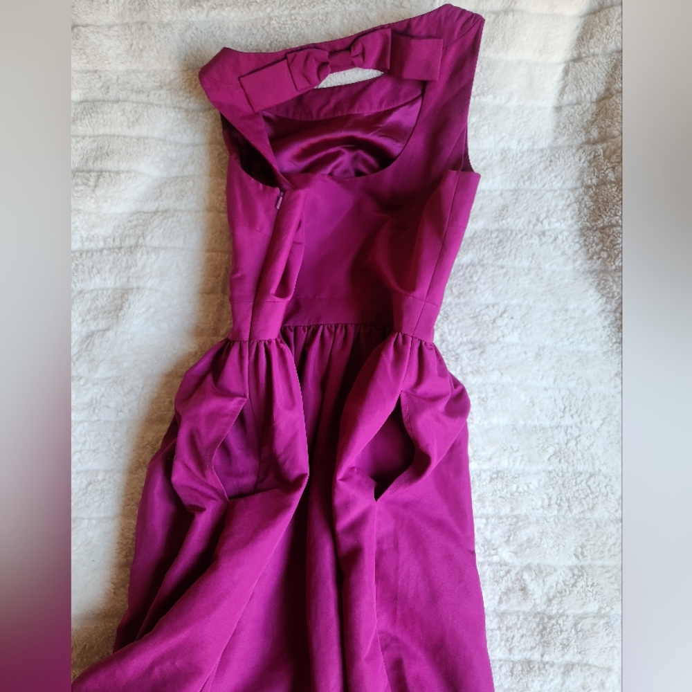 Ted Baker London fit and flare dress Open Back Bow Fuschia Sz 6 Nwt TB sz 2 - Picture 9 of 11